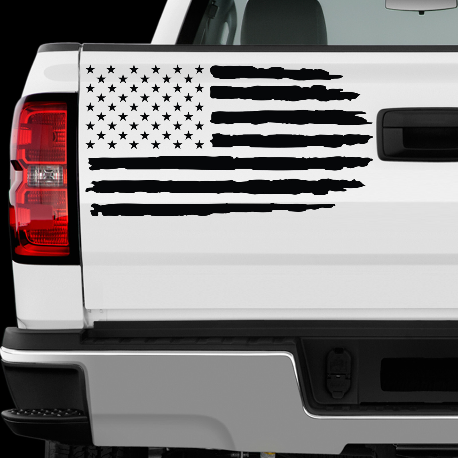 US American Flag Distressed sticker Allsize regular & Chrome Mirror Vinyl Colors