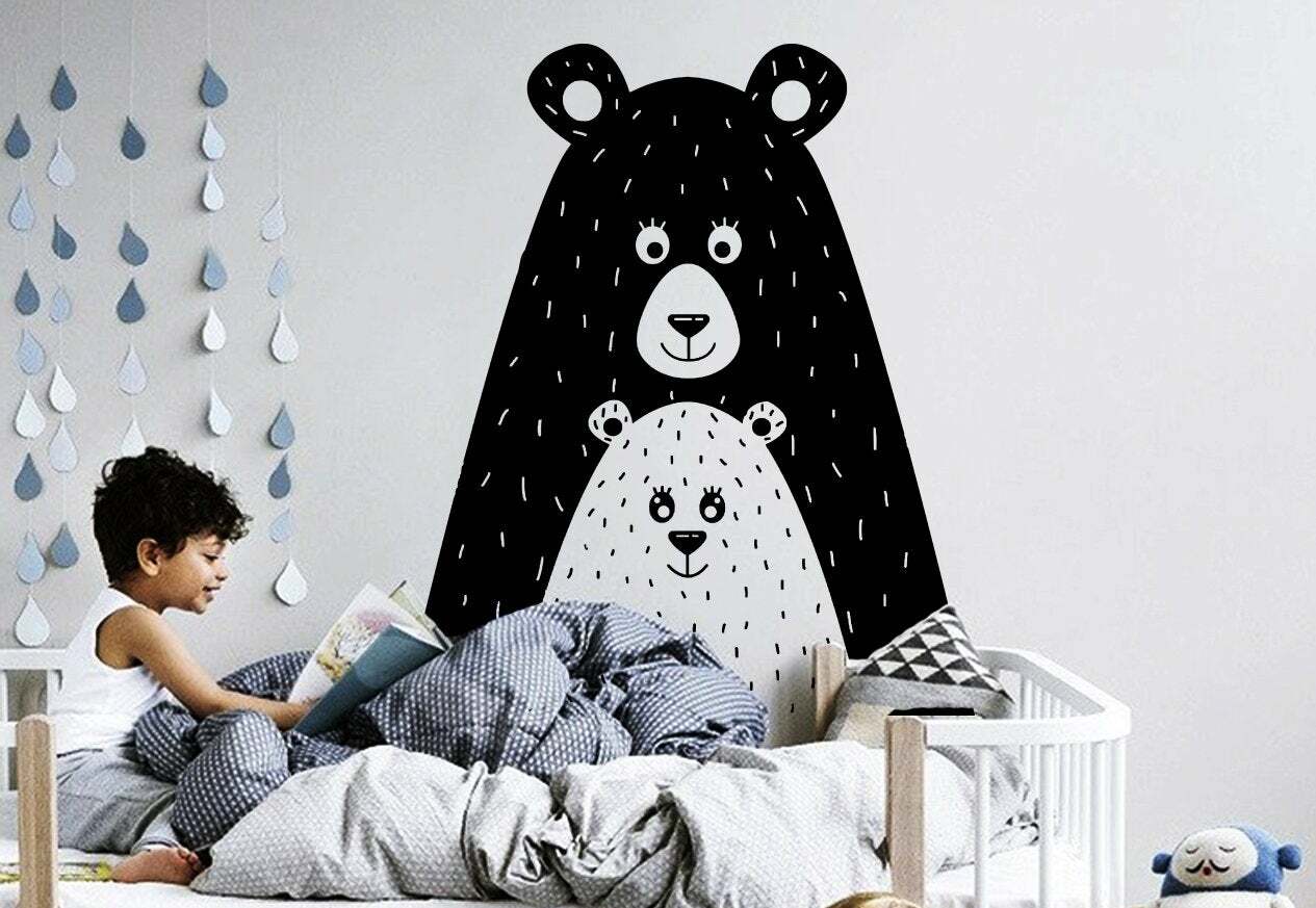 Cute Bears Wall Decal, Bear Decal, Woodland Wall Decal, Forest Decal ga195