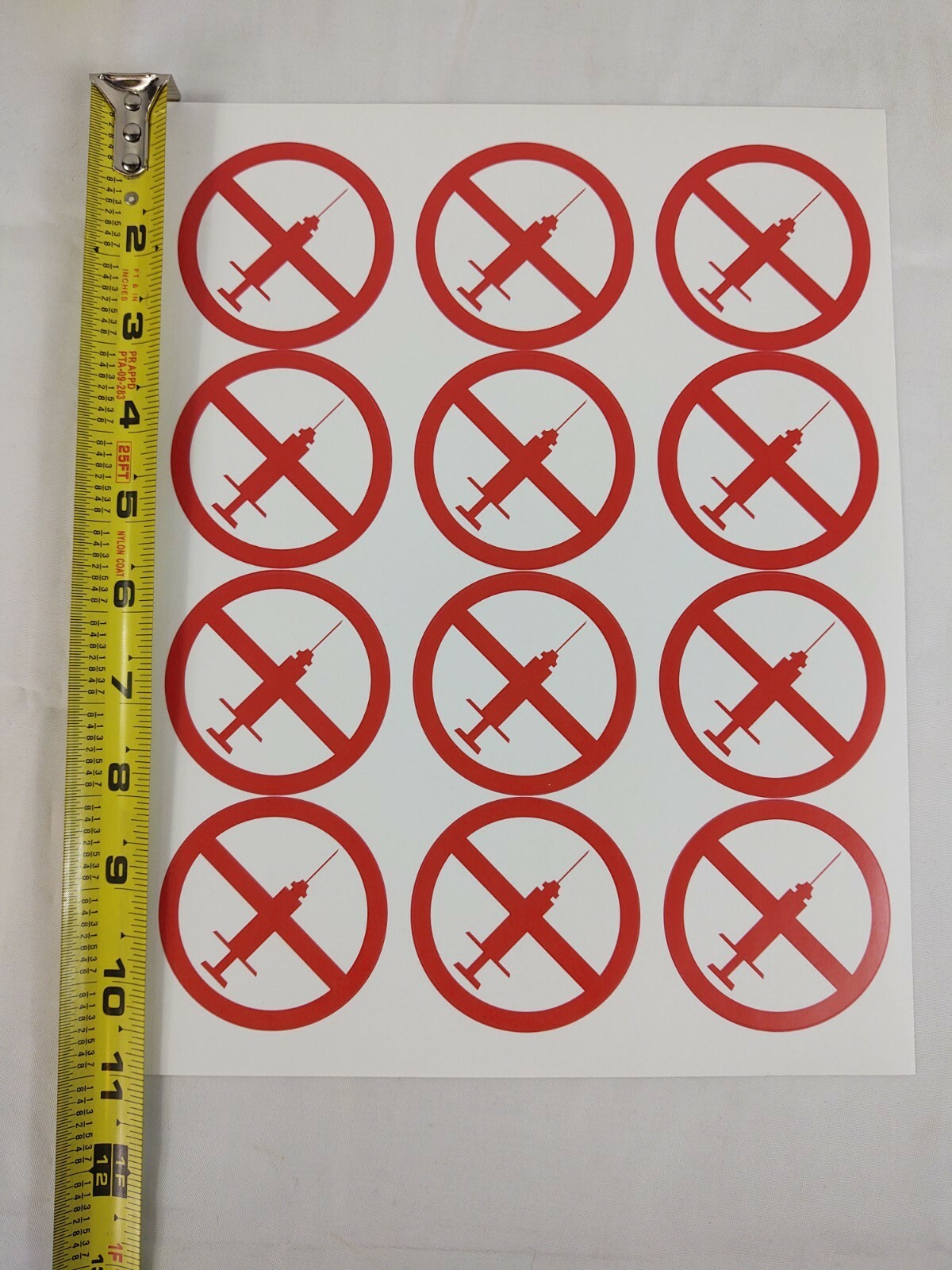 No Syringe Needles Round Trash Can Receptacle Stickers New Sheet Of 12 Stickers