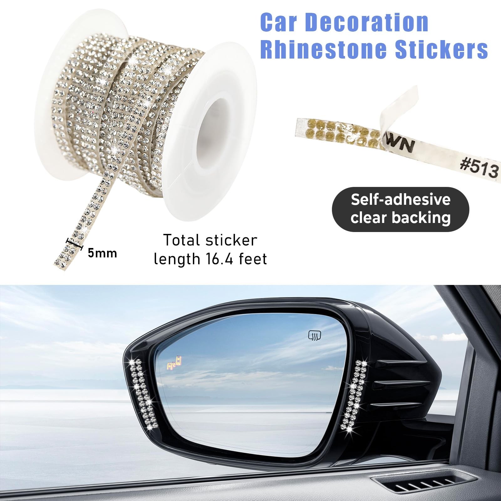 Bling Car Trim Adhesive, 16.4 Ft Rhinestone Auto Dashboard Line Molding Stick…