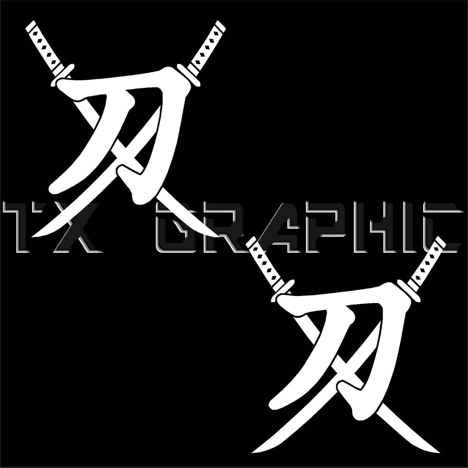 KATANA KANJI DECAL SAMURAI SWORD MARTIAL ART CHINESE JDM 1 set of 2