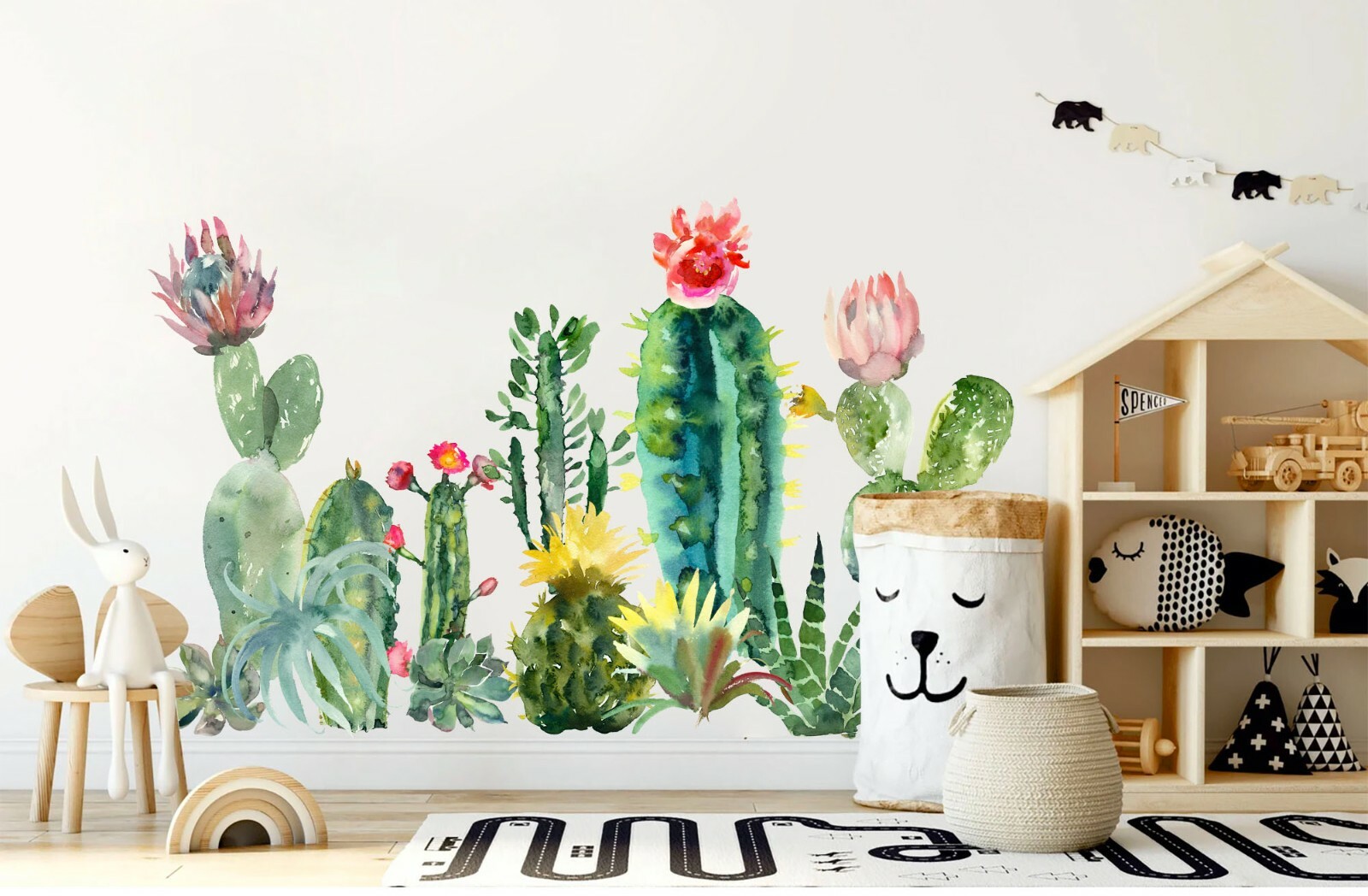 Cactus Succulent Plants Wall Fabric Decal Set Sticker Room Gift Decor