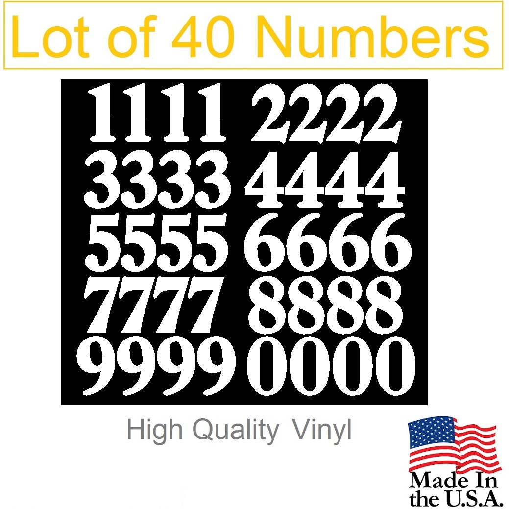 Lot of 40 White or Black Vinyl Mailbox,Tool Box,Locker Numbers Decal [Caslon Ad