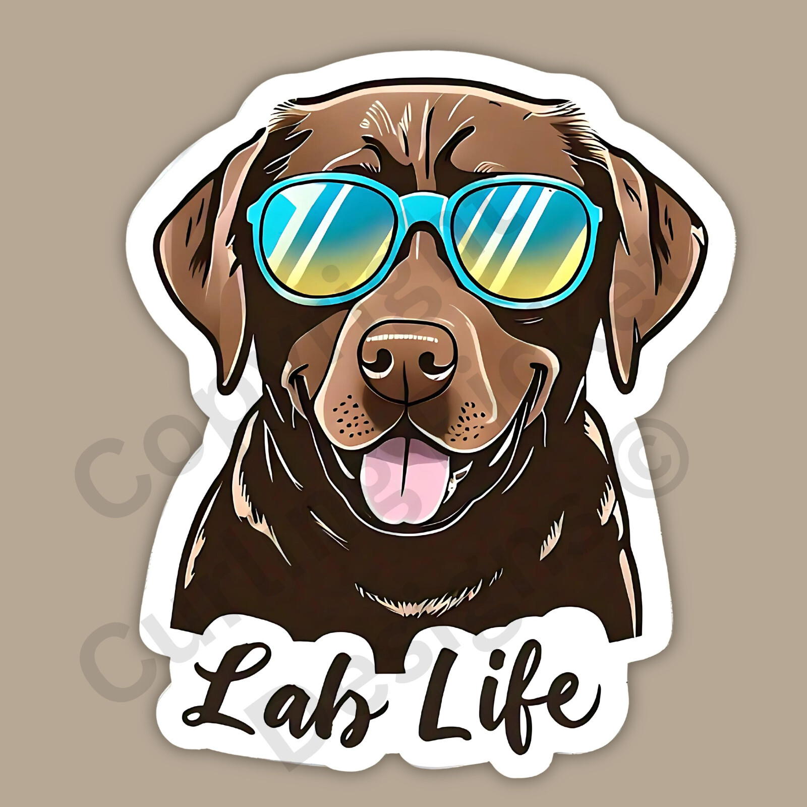 Chocolate Lab Life Sunglasses Breed Dog Funny Cool 3" Vinyl Sticker