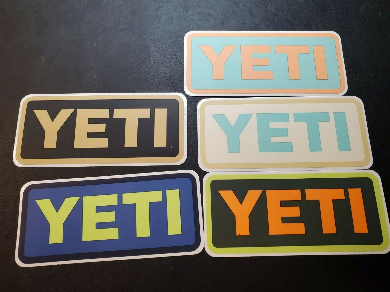 5 YETI STICKER SET DECALS VINYL AUTHENTIC COOLER TUMBLERS VEHICLES TRUCKS NEW
