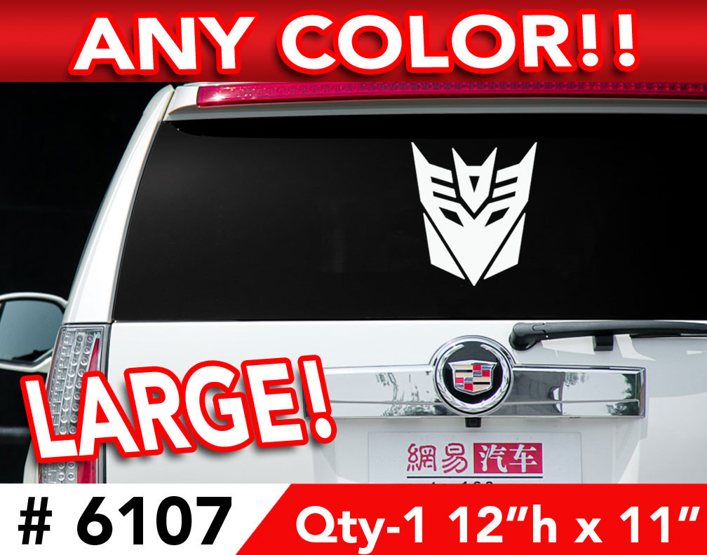 TRANSFORMERS DECEPTICON LARGE DECAL STICKER 12"w x11 Any 1 Color