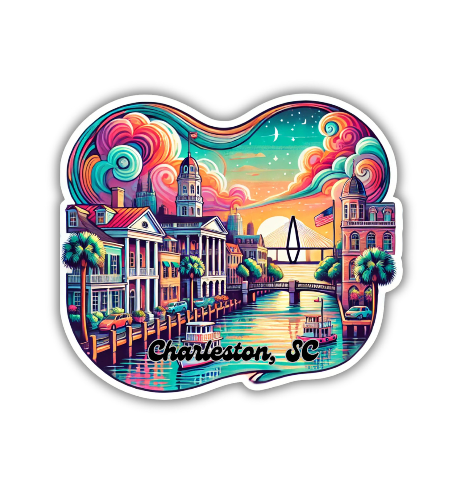 Charleston South Carolina Fridge Magnet or Laptop Sticker
