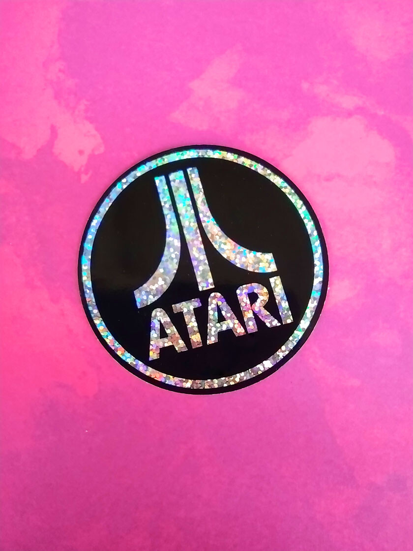 Atari Logo Sticker – Set Skateboard Glitter Transparent Decal Retro Video Gaming