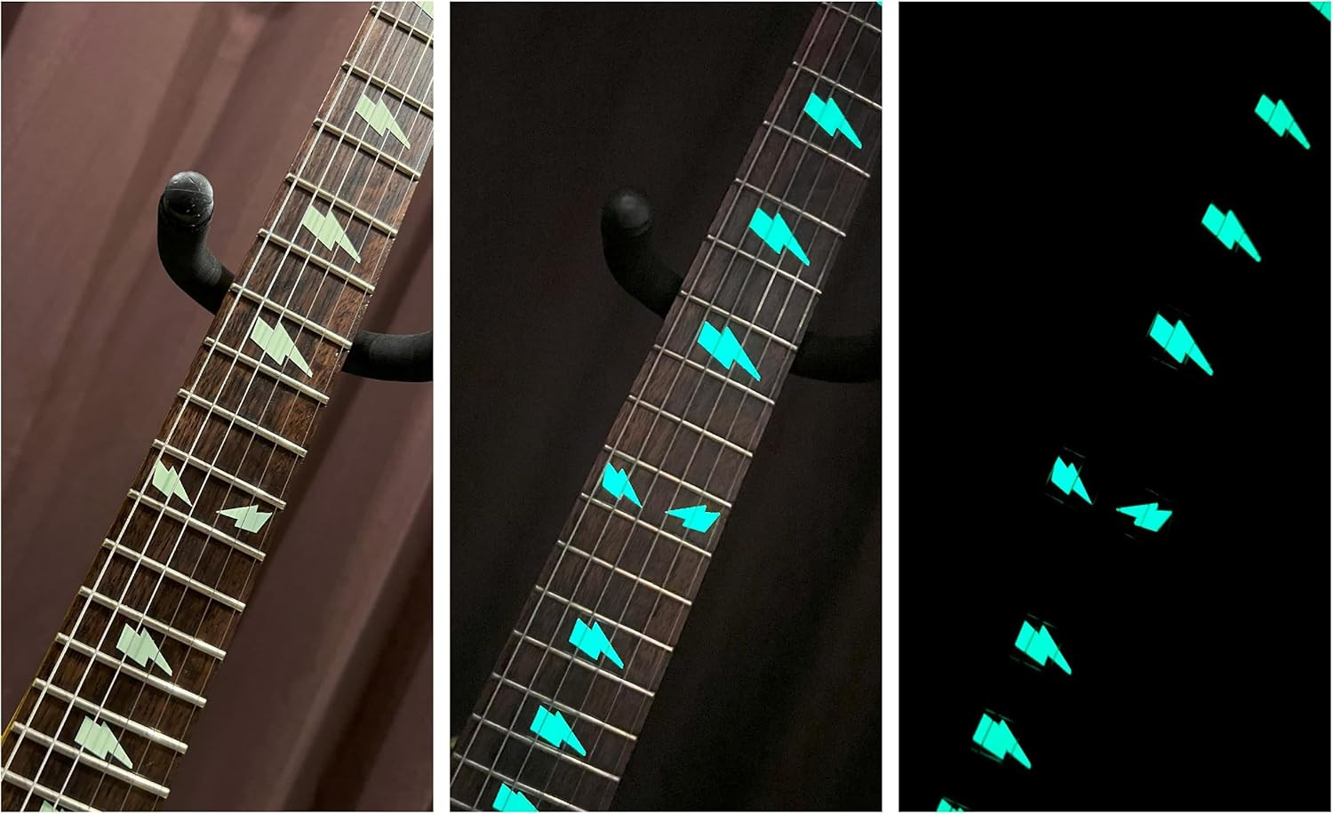 Lightning Bolts Glow in the Dark Guitar Fingerboard Fret Markers Inly Sickers