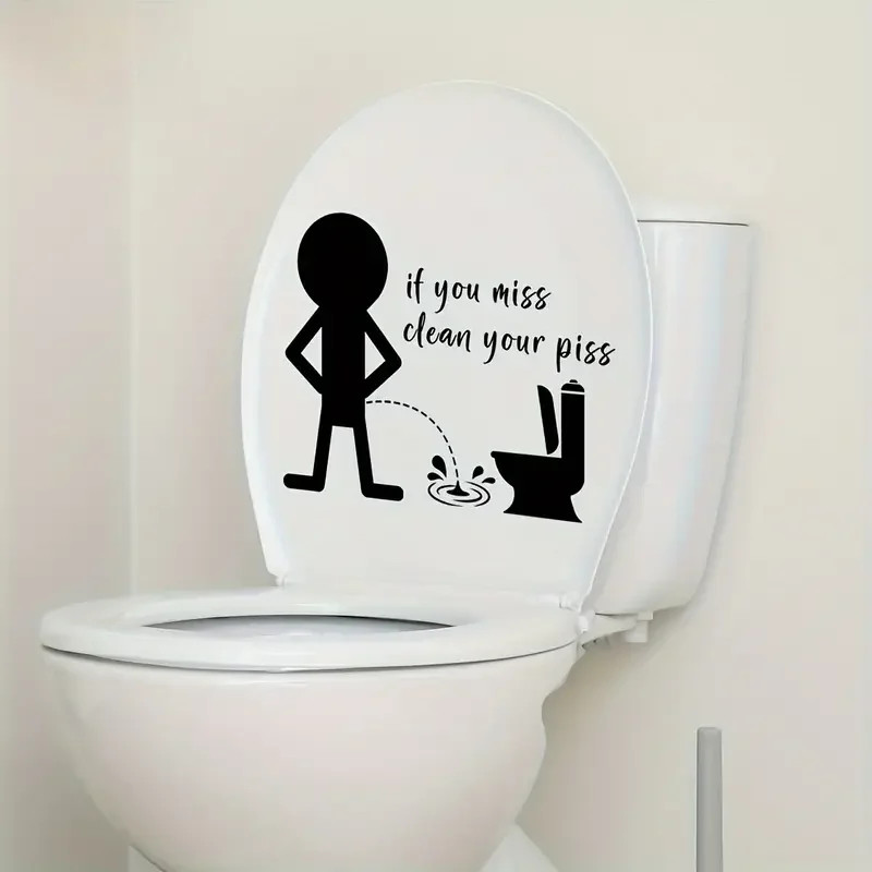 Artistic Toilet Lid Decal Funny Bathroom Mural Wall Art Sticker For Bathroom