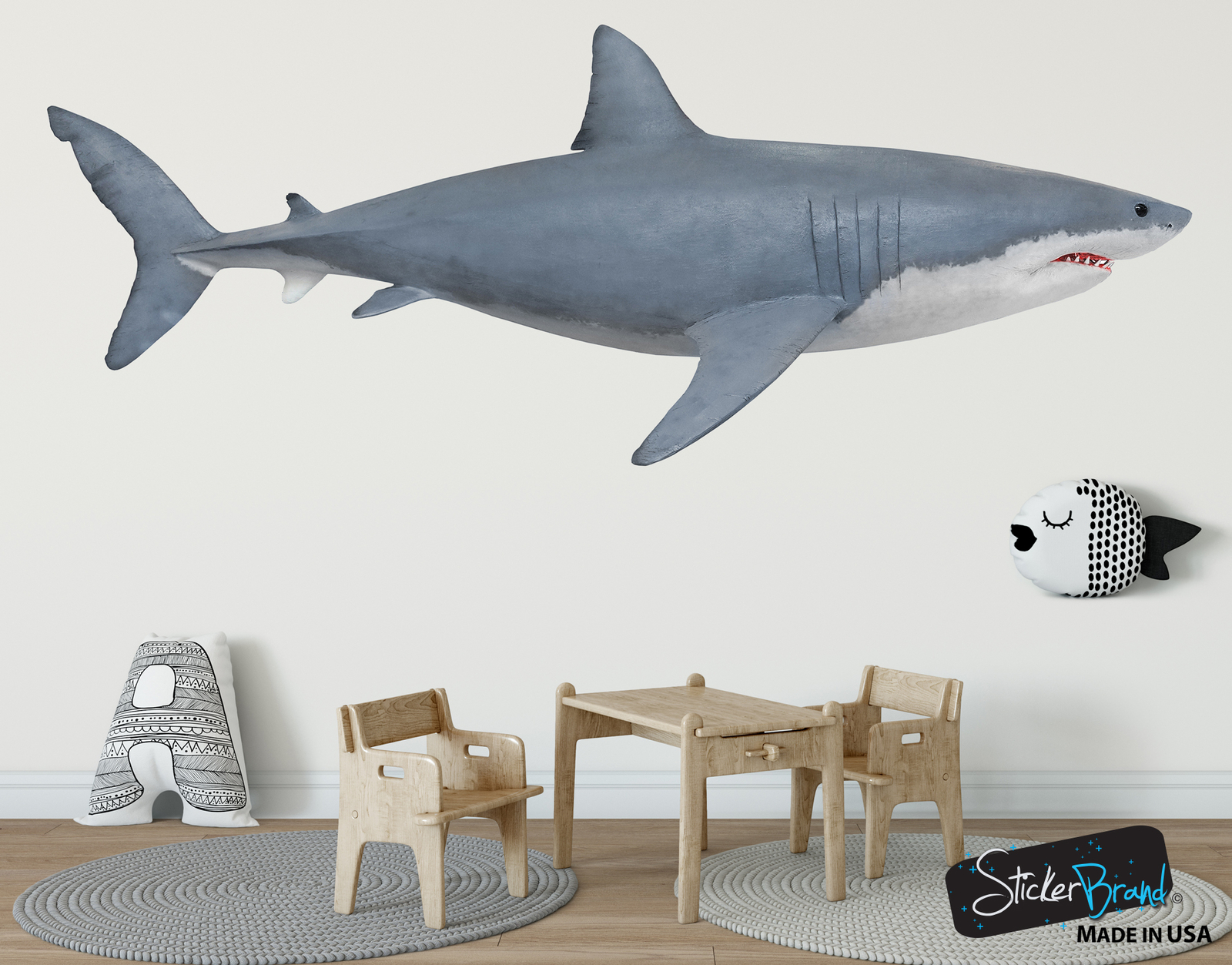 Great White Shark Wall Decal Graphic Sticker Side View Life Size #6084