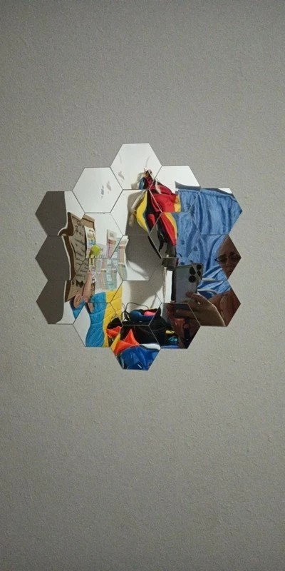 12 Silver 8*7 Hexagon Acrylic Stickers Mirror Wall Decals Dorm Rooms Decorations