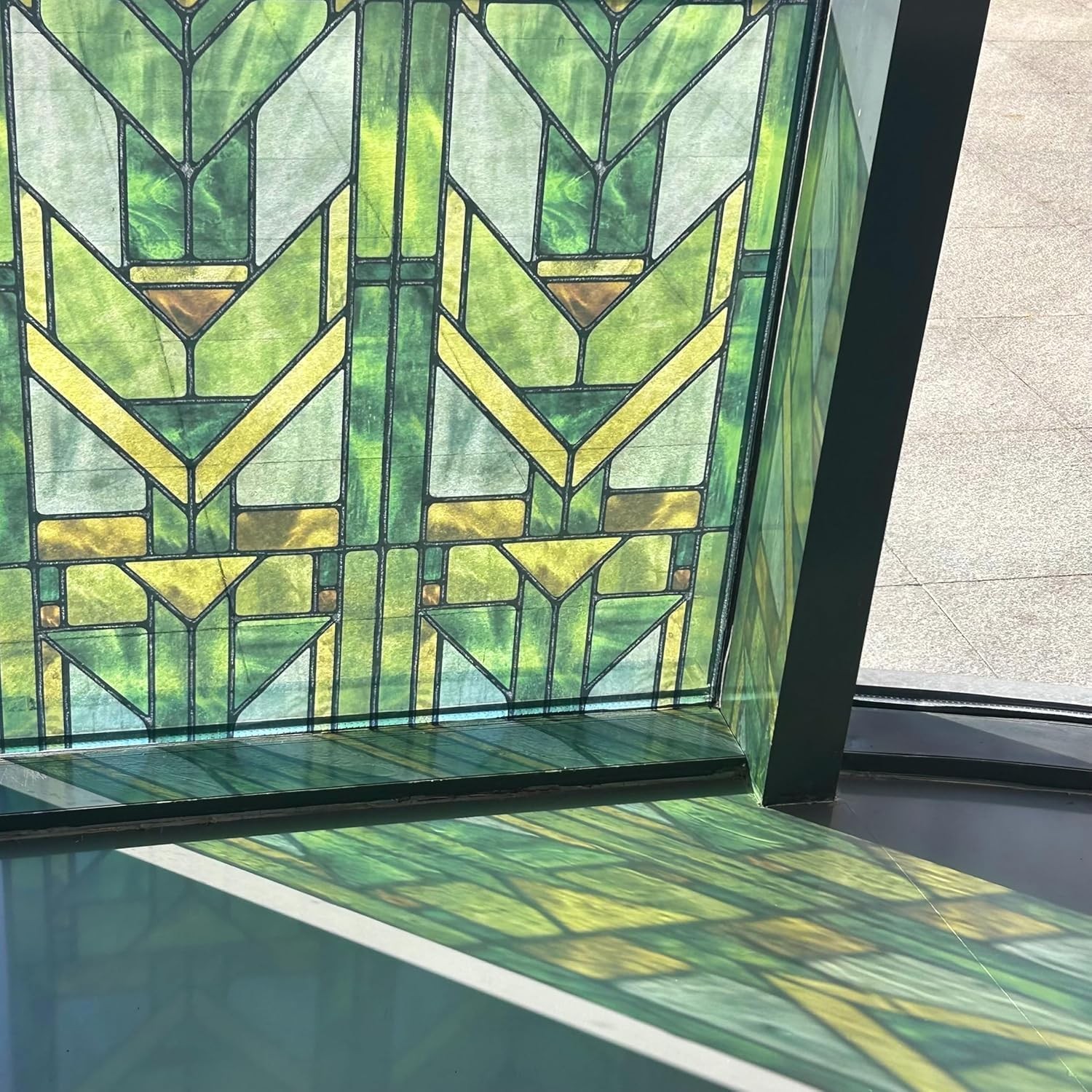 Faux Stained Glass Effect Transparent Window Film Original Hand Drawn Static