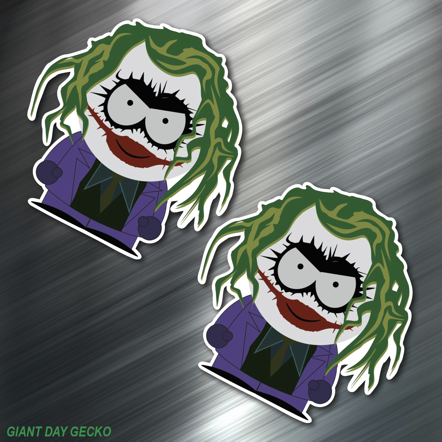(2) TWO Joker Southpark Vinyl Decal Sticker For Car Laptop Skateboard NEW!