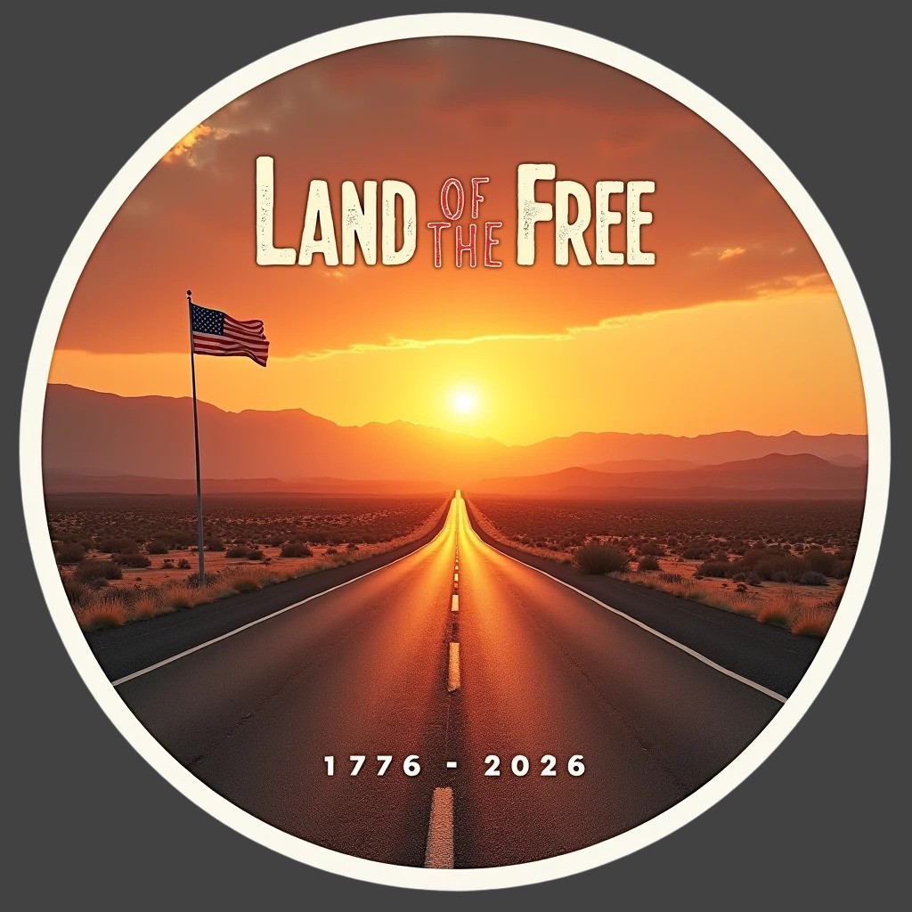 Americana Sticker Vinyl Decal Land of the Free Road 1776 2026 Patriotic