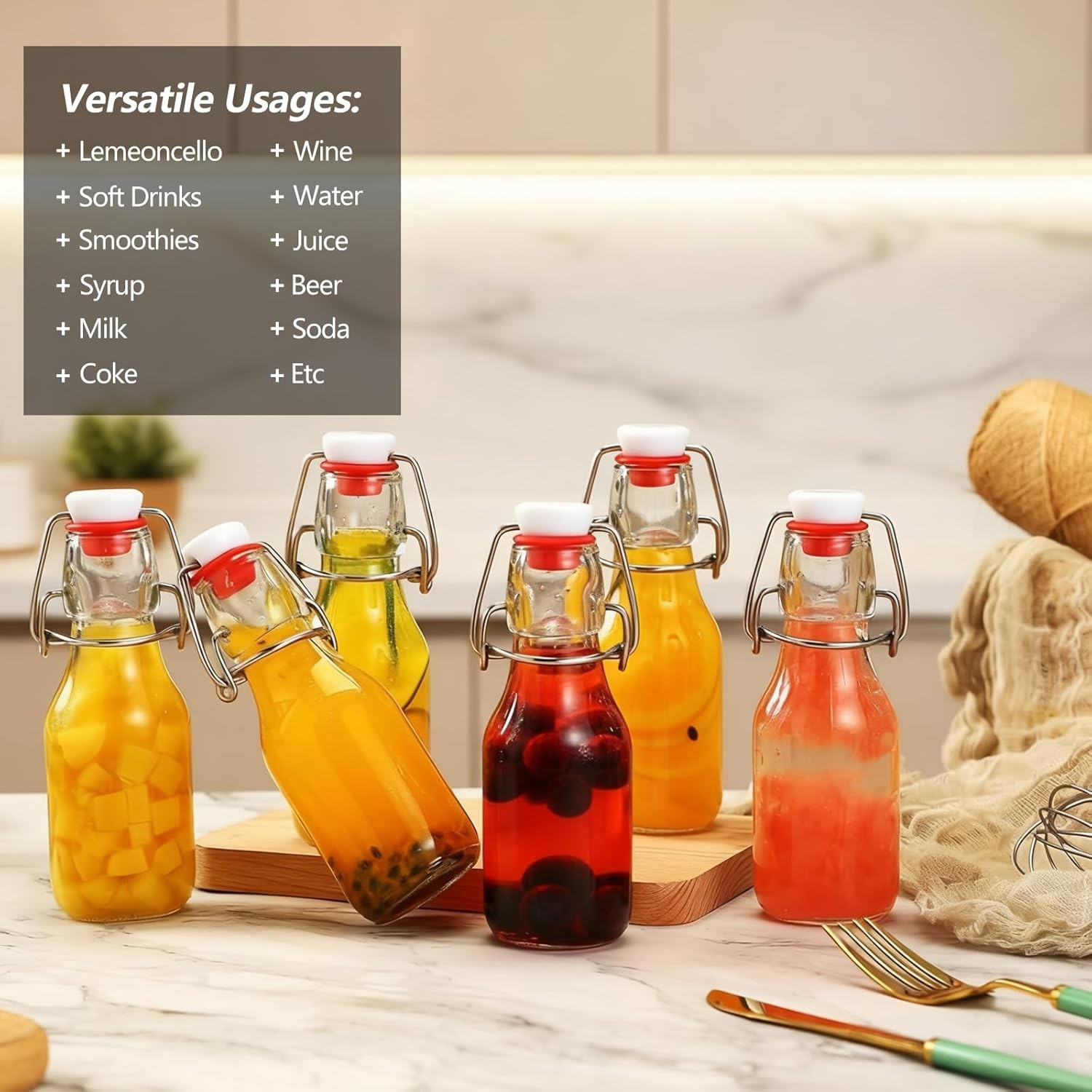 24 botellas de vidrio con tapa abatible de 4oz con tapa abatible para Kombucha