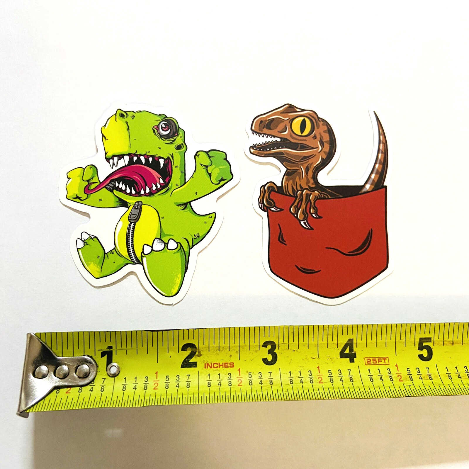 Baby Dinosaurs Decals Stickers Green Brown Zipper Pocket Set of 2 NEW!