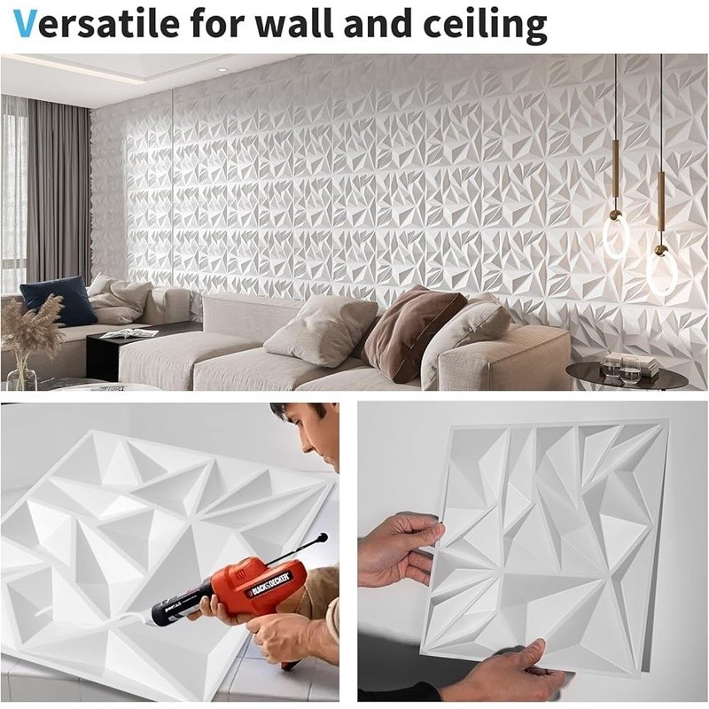 3D Wall Panels DIY Accent Decor Easy Installation Water-Resistant Home Office US