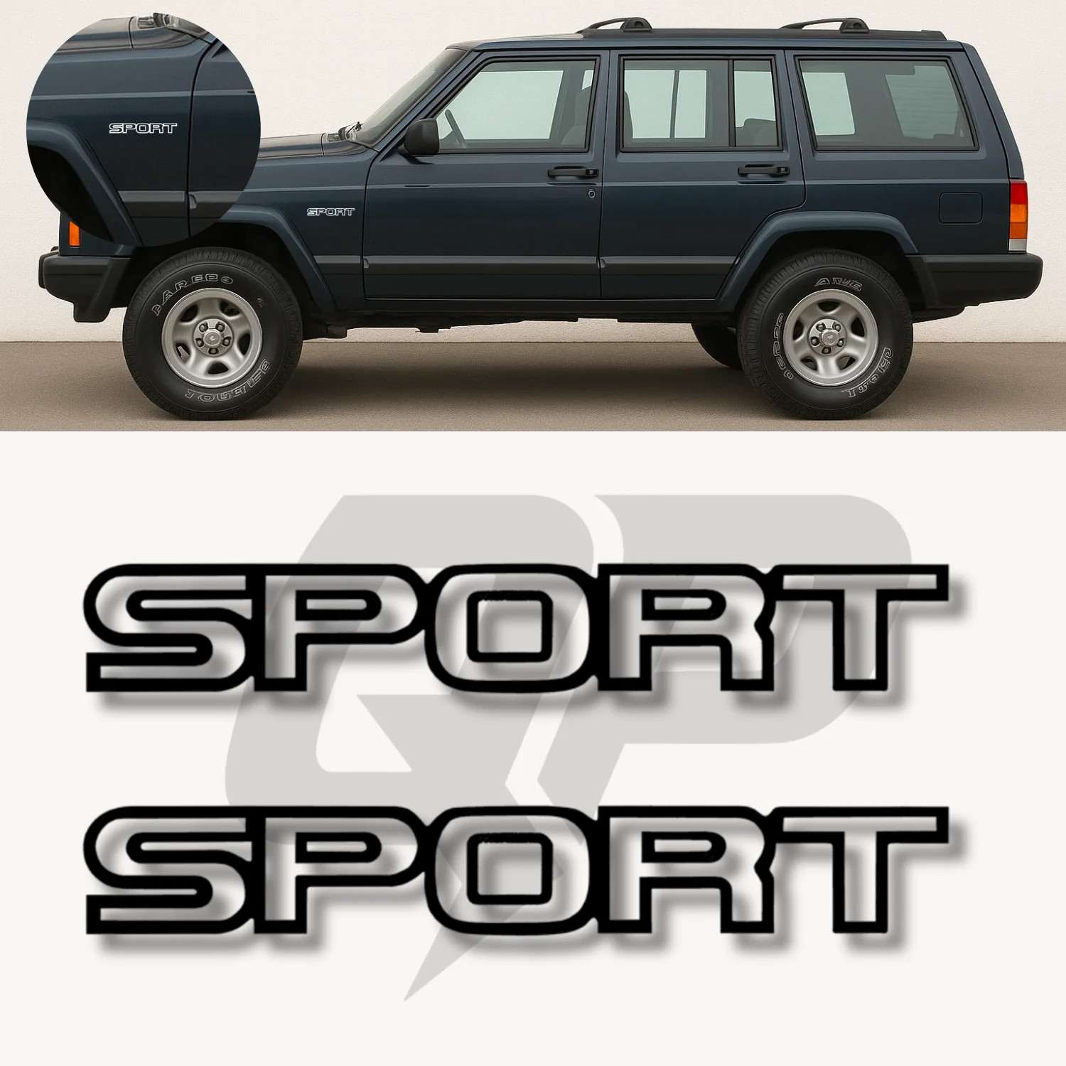 Aftermarket 1994–1996 Jeep Cherokee XJ SPORT Fender Decal Set OEM-Style Graphics