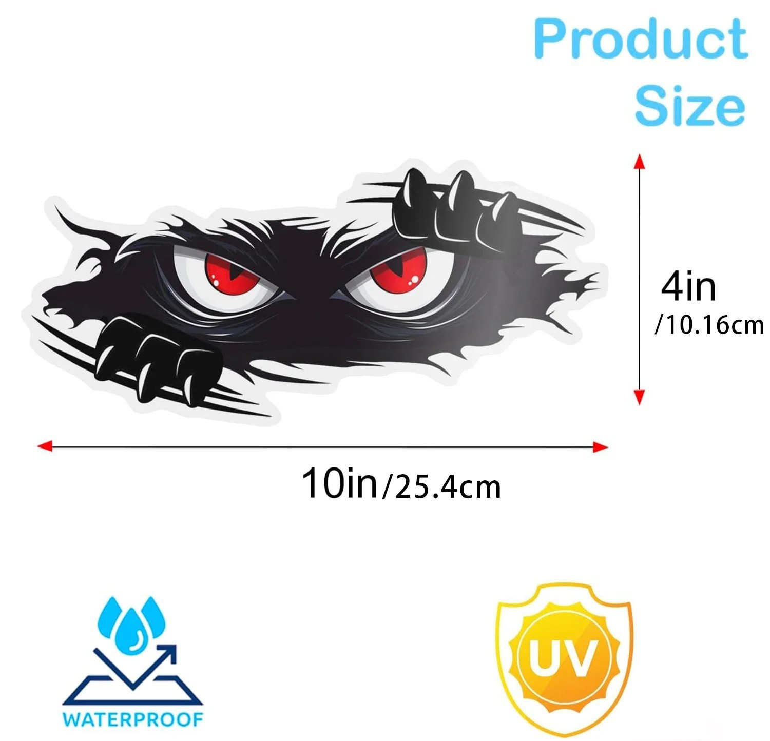3Pcs Funny Monster Car Stickers Waterproof 3D Vinyl Decals Cute Peeking Auto Dec