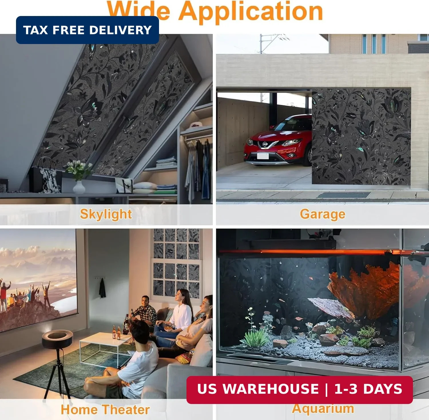 Blackout Window Film, 100% Sun Light Blocking Removable Privacy Window Cover, St