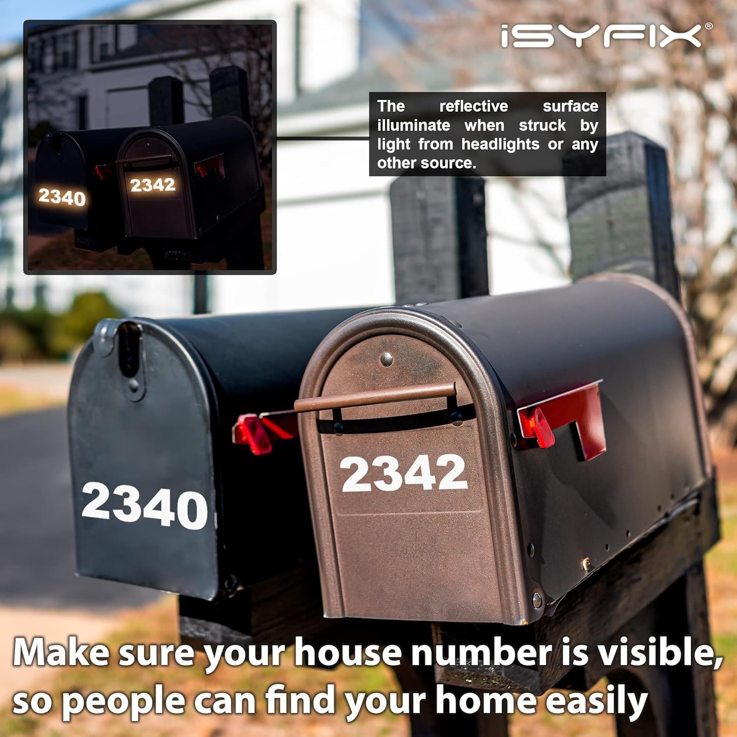 1.5 Inch Reflective Address Numbers – Easy to Apply Self-Adhesive Decal