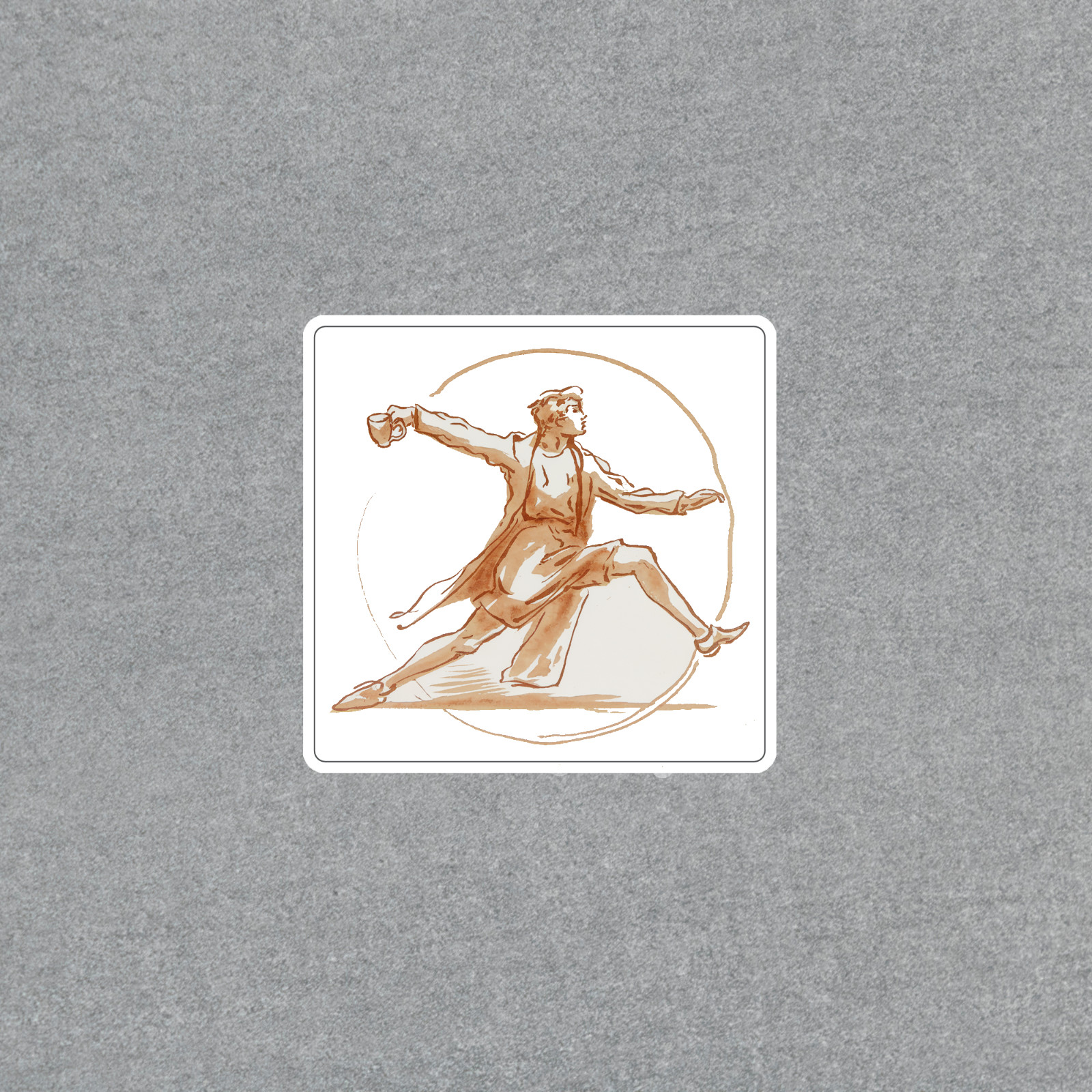 Vintage-Style Sepia Sketch of Elegant Dancer in Classical Pose Sticker #597