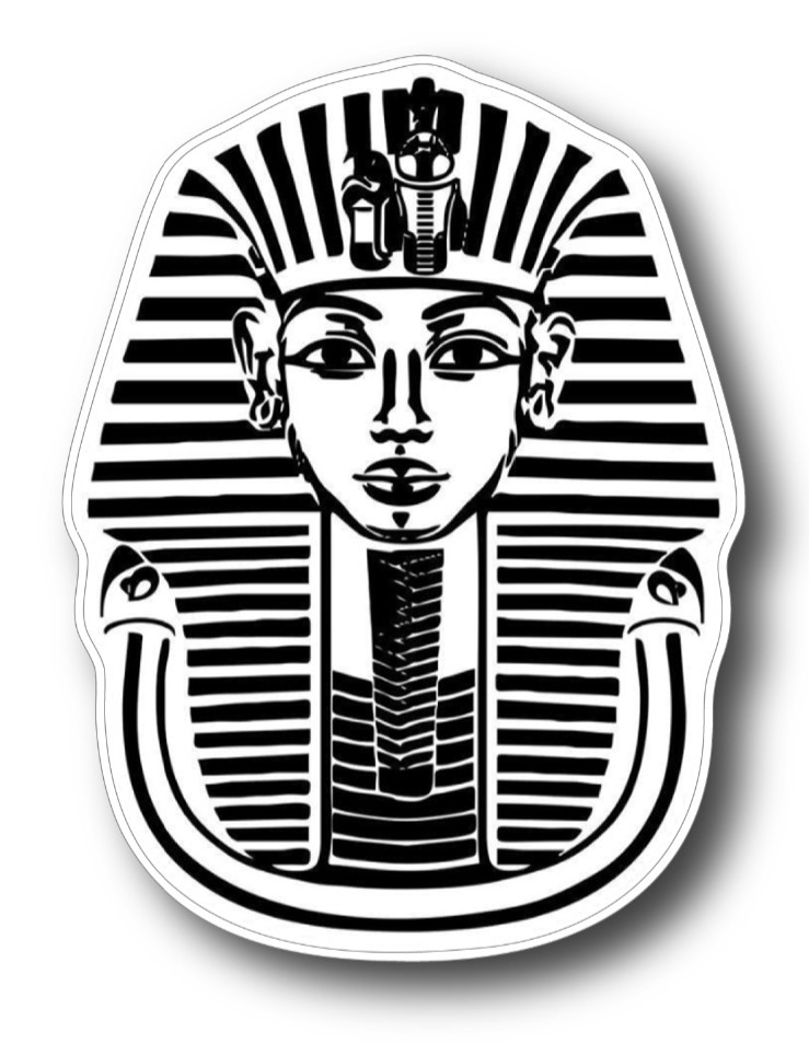 King Tut Black And White 3 Inch Vinyl Sticker Laptop Ipad Car Ancient Egypt