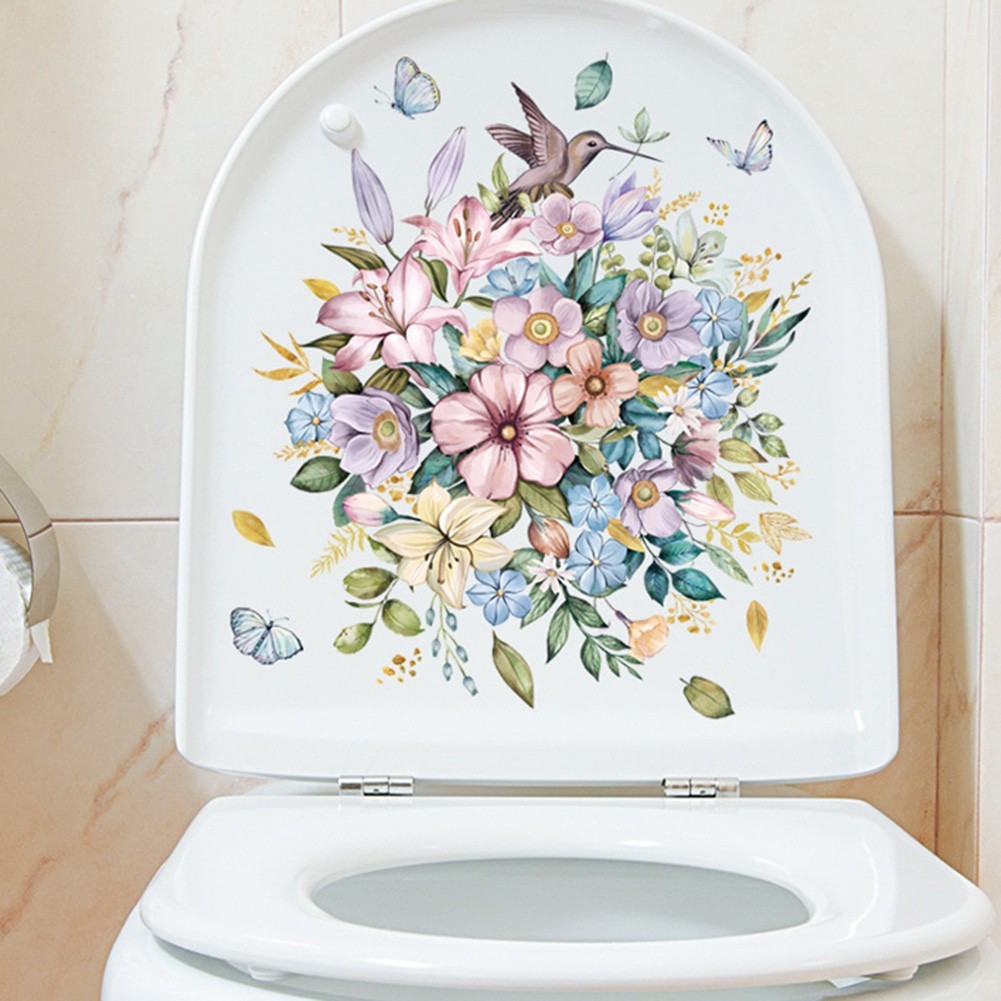 Lightweight Wall Sticker Flower 30*20cm Waterproof Harmless Hummingbird