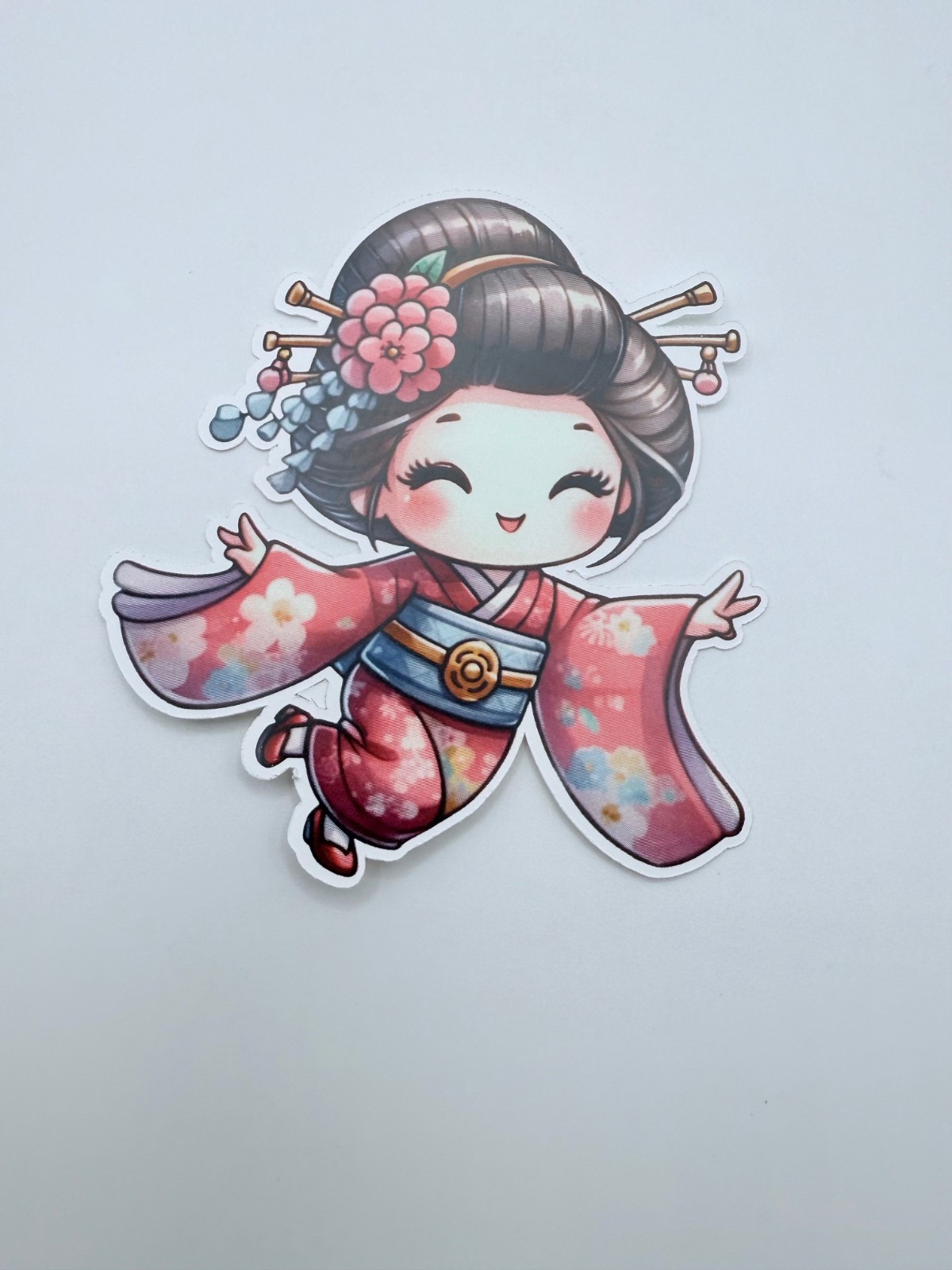 Brand New Cute Anime Japanese Kimono Geisha Sticker 3.25" by 3.5"