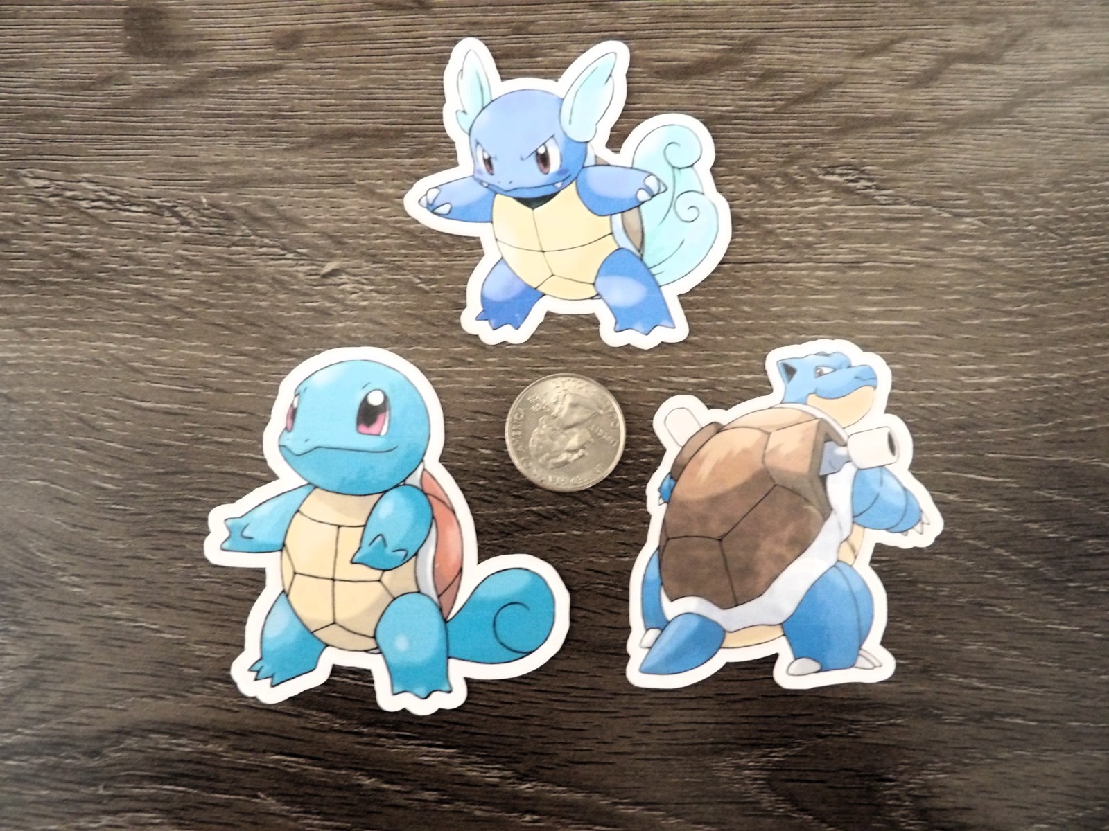 Gen 3 Squirtle, Wartortle, & Blastoise Stickers – Lot of 3 – Original Artwork