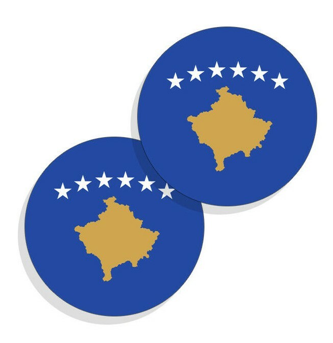 Kosovo Flag Stickers Flag Decals Vinyl Round Indoor Outdoor Circles 4 pack