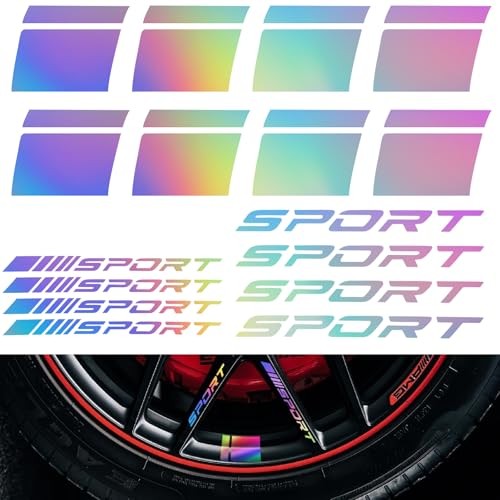 16PCS Wheel Rim Decal Sticker for 18-21 Inch Wheels, Reflective Car Stickers