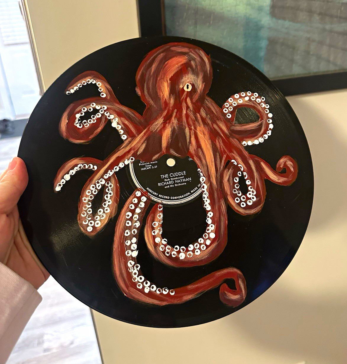 Hand Painted Octopus Vinyl Wall Decor Sea Life Theme Black Brown White