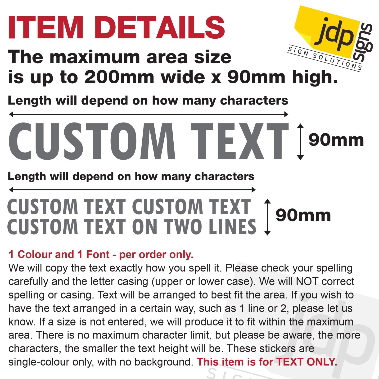 X2 PERSONALISED CUSTOM NAME TEXT VINYL STICKER TRANSFER DECAL UP TO 200MM X 90MM