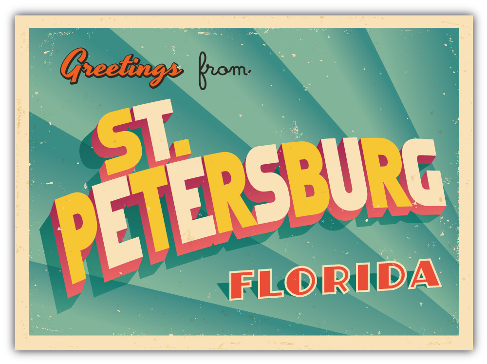 St. Petersburg Florida USA State Greetings Retro Emblem Car Sticker "SIZES"