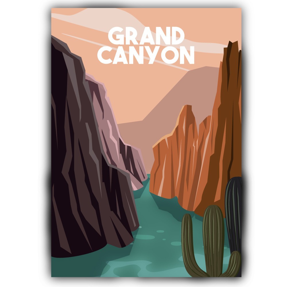 Grand Canyon Arizona Travel Vintage Poster Art Cut To Shape Vinyl Sticker