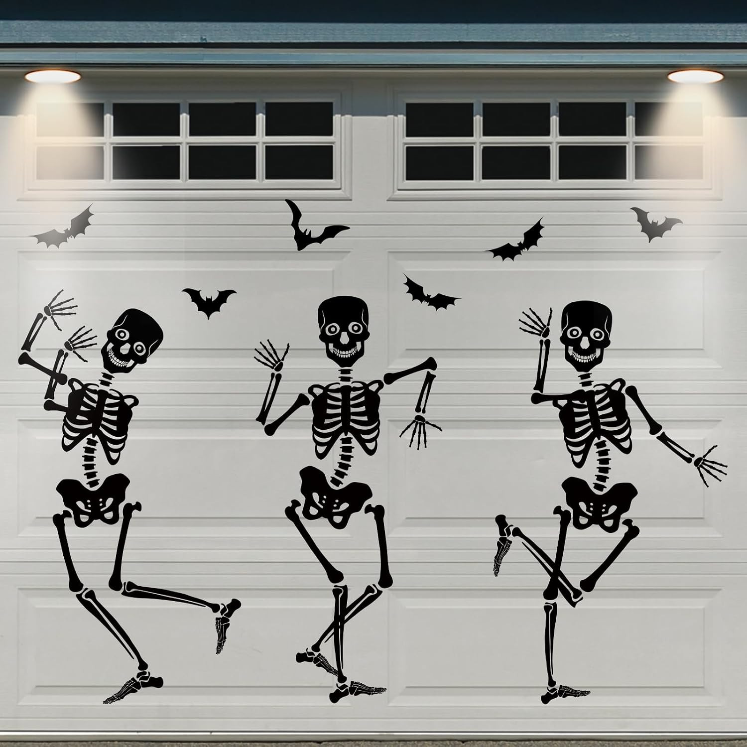 31Pcs Halloween Garage Decoration Magnet Stickers Black Dancing Skeleton Bat Ref