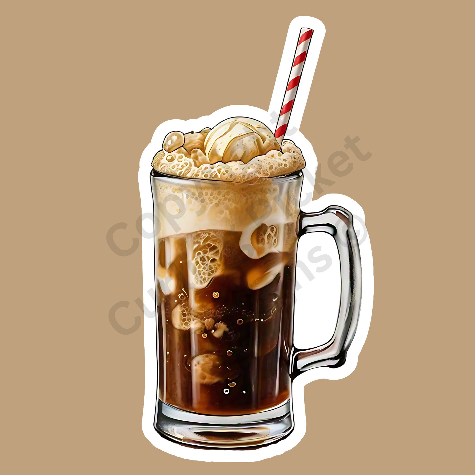 Old Fashioned Rootbeer Float Ice Cream Food 4" Vinyl Sticker