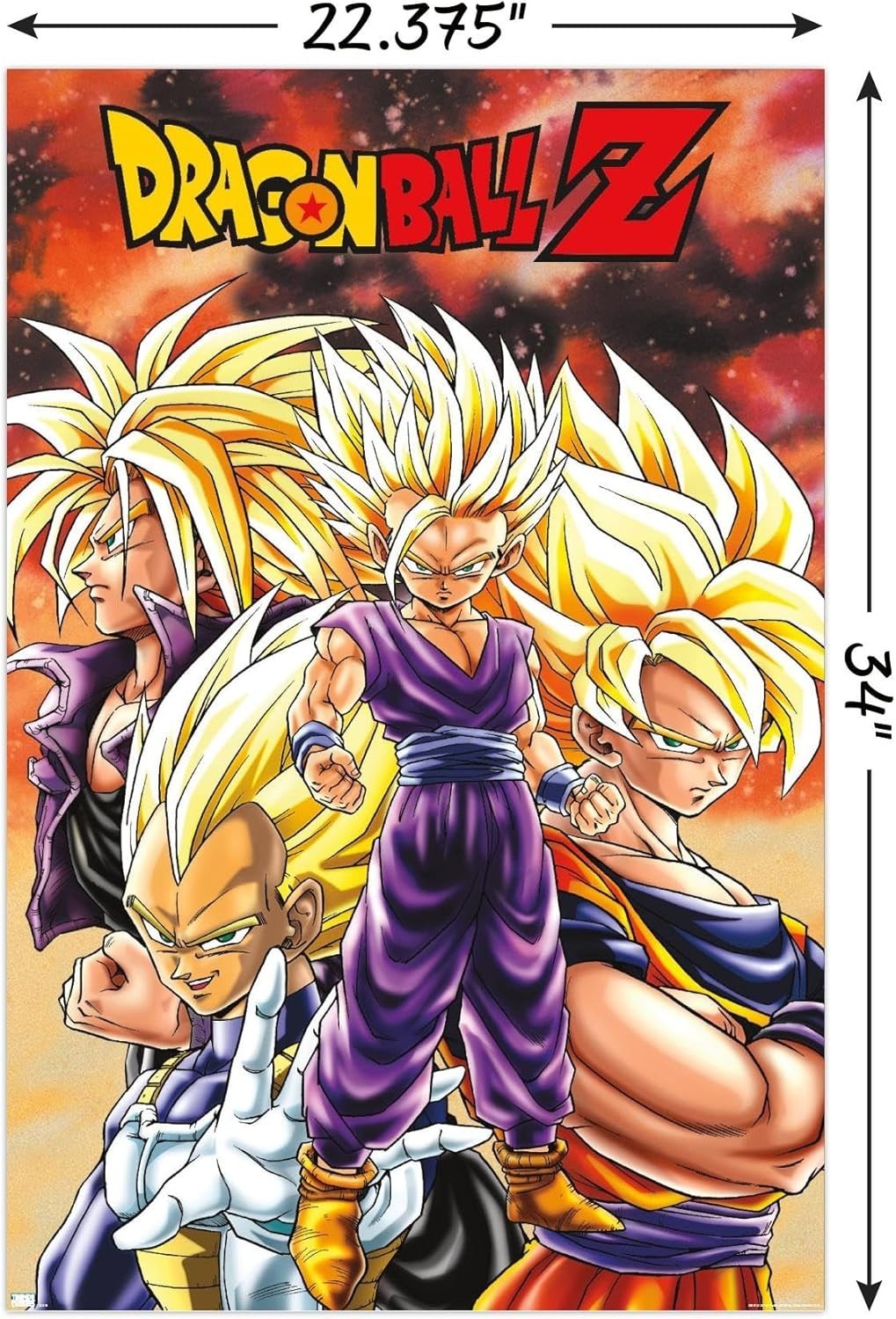 Dragon Ball Z – Saiyans Wall Poster, 34L" x 22.4W", Unframed Version
