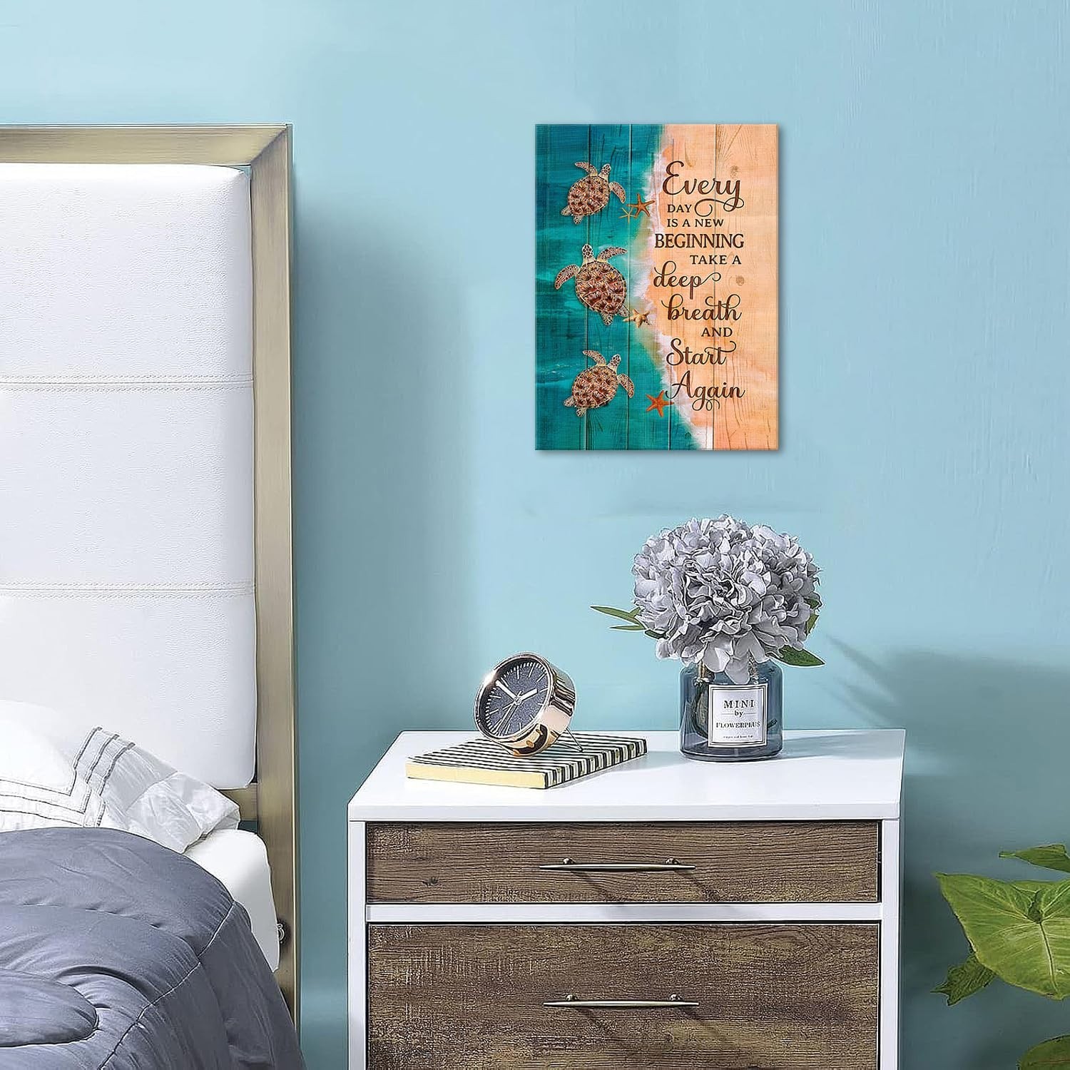 Sea Turtle Wall Art Teal Bathroom Decor Farmhouse Coastal Room Decor Inspirat…