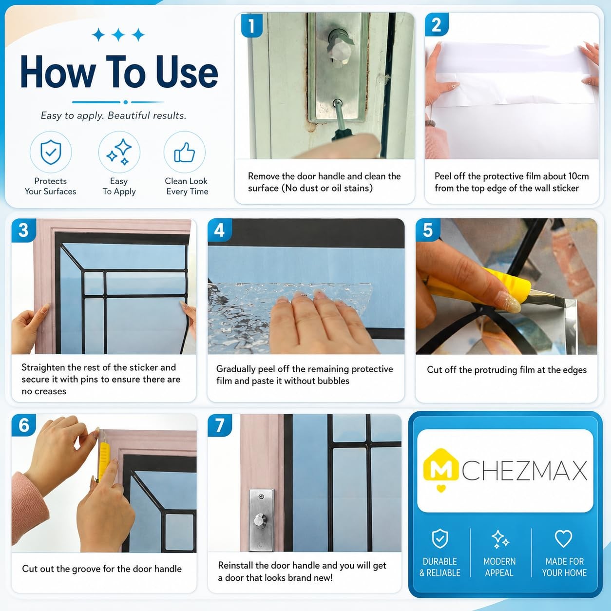 ChezMax Door Stickers Decals 3D Door Murals Peel and Stick, Removable Decorat…