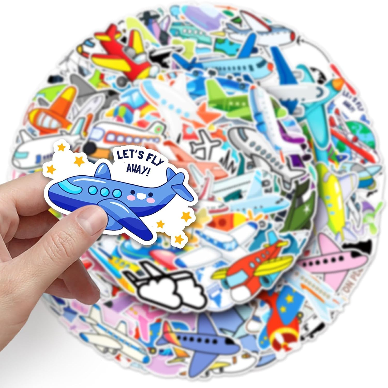 Airplane Stickers 101 Pcs Vinyl Cute Cartoon Aircraft Sticker for Laptop Water B