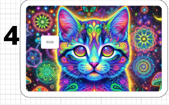 Acid Trip Kitten ATM Debit Credit Sticker Skin Party Cat Pets Groovy Retro USA