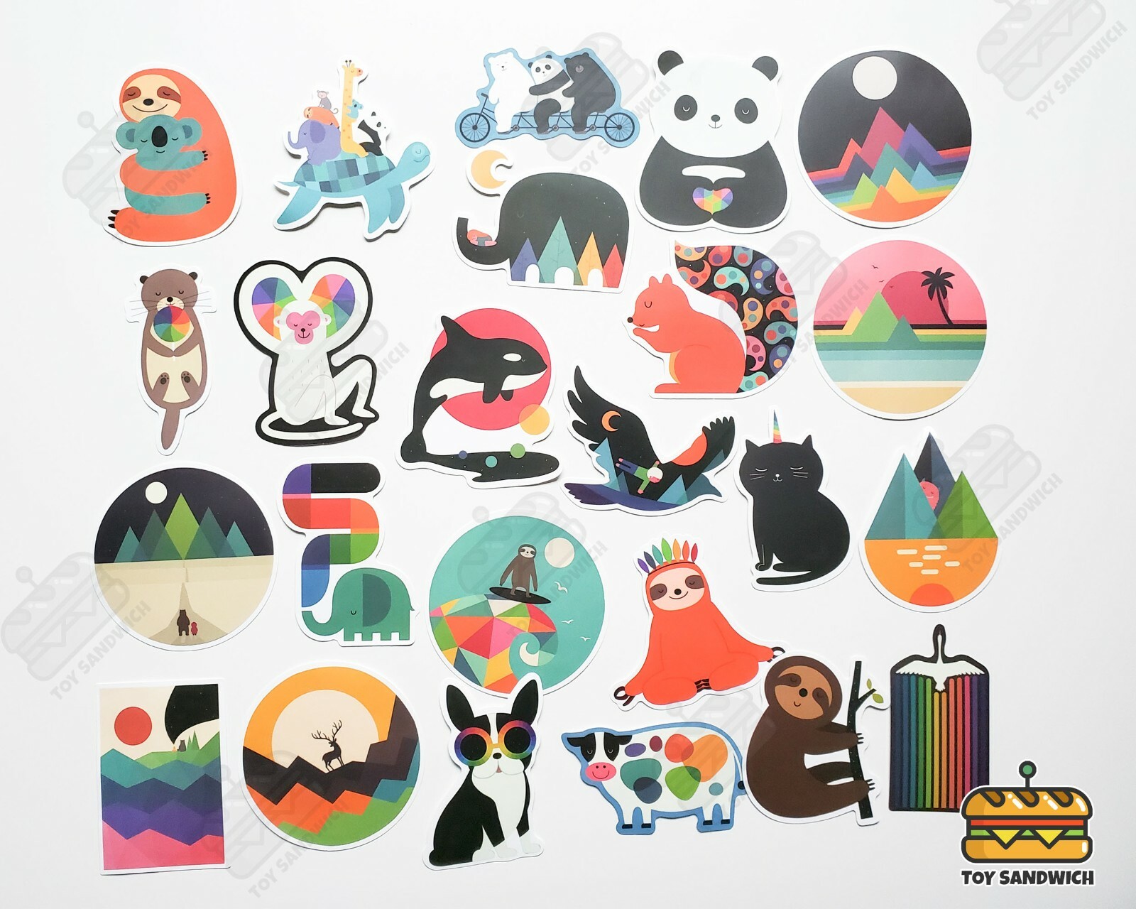 95 pcs "Woodland Animals" Sticker Pack Contemporary Colorful Abstract Art Decals
