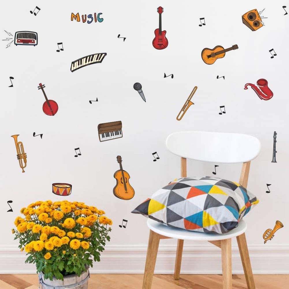 Colorful Music Wall Decal Musical Instrument Wall Stickers