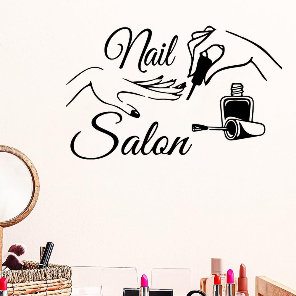 Nail Salon Wall Decal, Nail Polish Wall Sticker Removable Art Shop Store Deco…