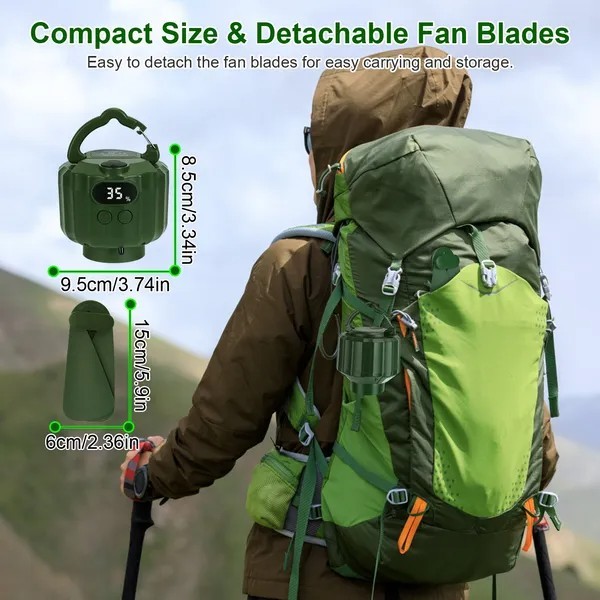 Portable Camping Ceiling LED Fan 5200mAh USB Battery Powered Hanging Tent Lanter