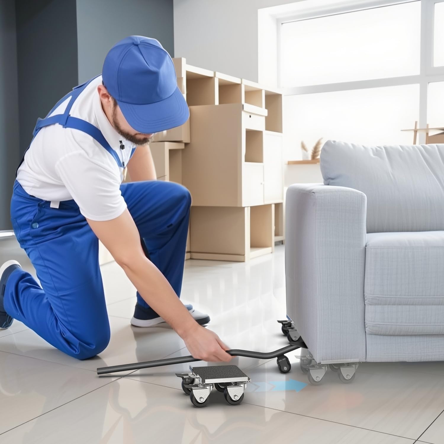 Furniture Moving Dolly with Reinforced Steel Panel Heavy Duty,360°Swivel & Top B