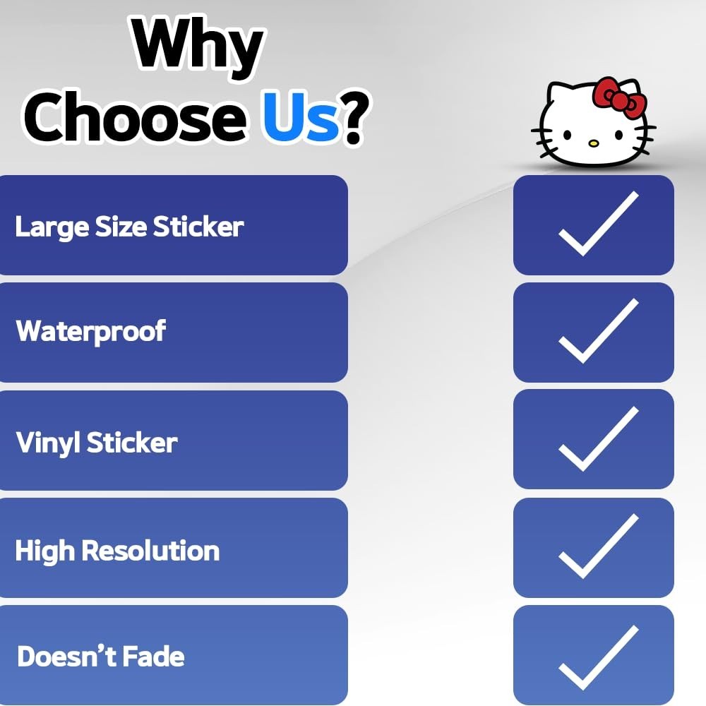 Hello Kitty Vinyl Waterproof Sticker 4.6H x 6W in Shiny For Car Laptop Tumbler